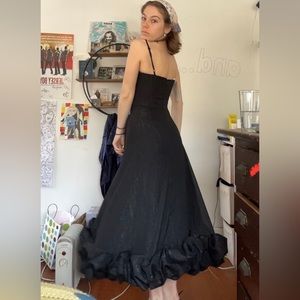 post meridiem flounce bustier dress in black